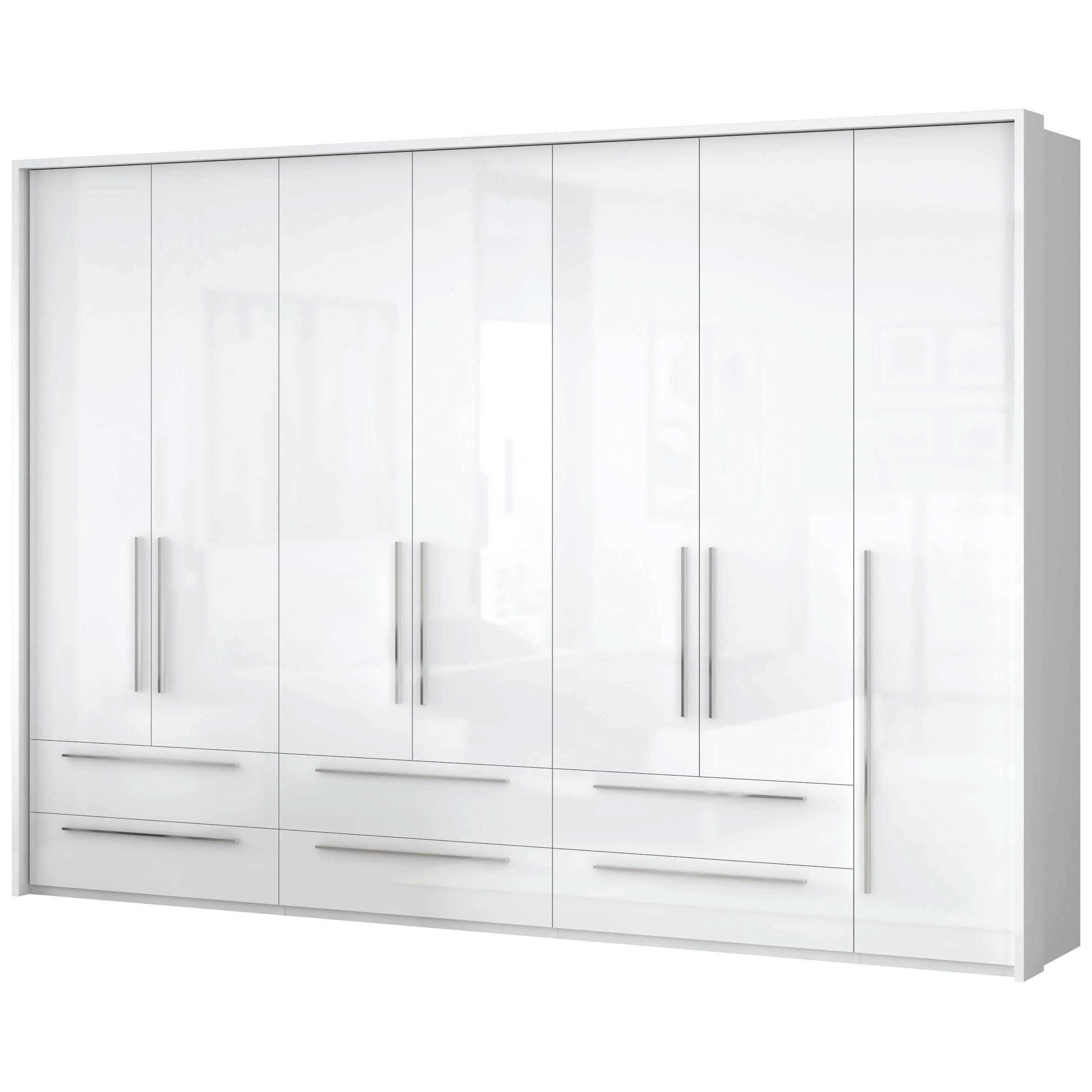 ORMAR SA KLASIČNIM VRATIMA  322/226/60 cm  - bela visoki sjaj/bela, Dizajnerski, pločasti materijal/plastika (322/226/60cm)