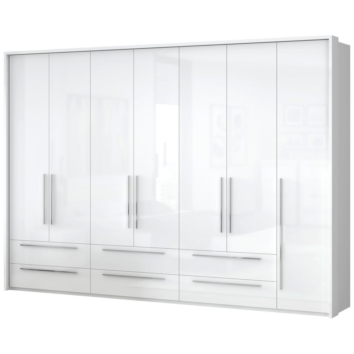 ORMAR SA KLASIČNIM VRATIMA  322/226/60 cm  - bela visoki sjaj/bela, Dizajnerski, pločasti materijal/plastika (322/226/60cm)