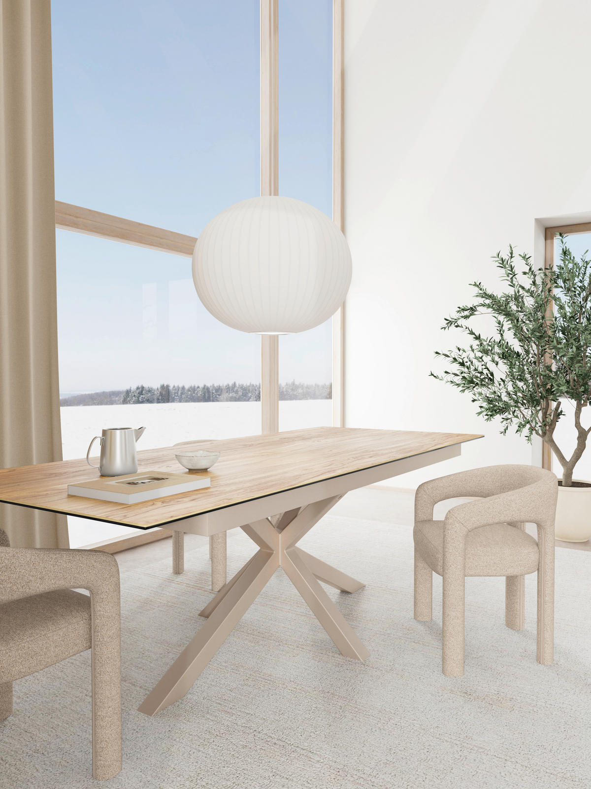 ESSTISCH in Metall, Glas, Keramik 240/76/100 cm  - Eichefarben/Grau, MODERN, Glas/Keramik (240/76/100cm) - MID.YOU