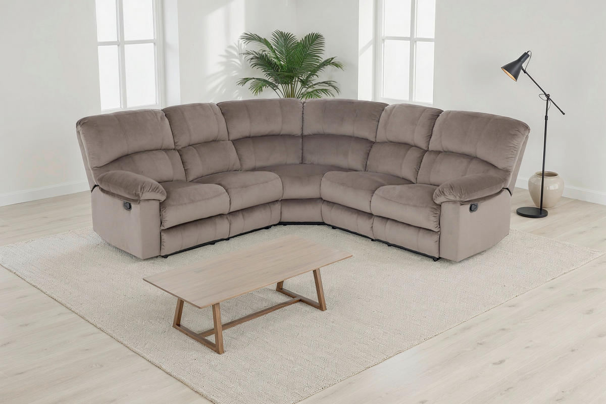 ECKSOFA Eckteil  Braun Samt  - Schwarz/Braun, KONVENTIONELL, Kunststoff/Textil (253/100/253cm) - P & B