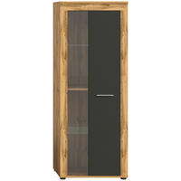 VITRINE  in Grau  - Silberfarben/Eiche Wotan, Design, Glas/Holzwerkstoff (60/159/35cm) - MID.YOU