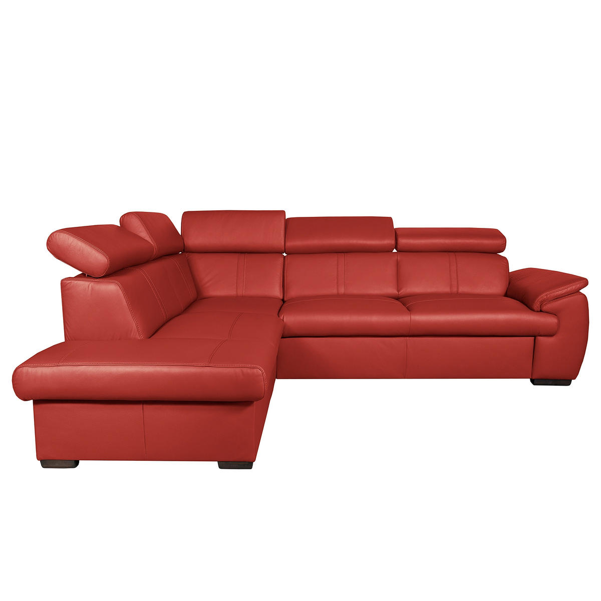 ECKSOFA  in Echtleder Rot  - Wengefarben/Rot, Design, Leder/Holz (211/265cm) - Livetastic