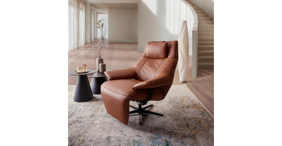 RELAXSESSEL in Leder Rostfarben  - Rostfarben/Beige, Design, Leder/Metall (92/79/82cm) - Dieter Knoll