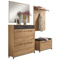 GARDEROBE 5-teilig  in 195/195/40 cm  - Eichefarben/Anthrazit, Design, Glas/Holz (195/195/40cm)