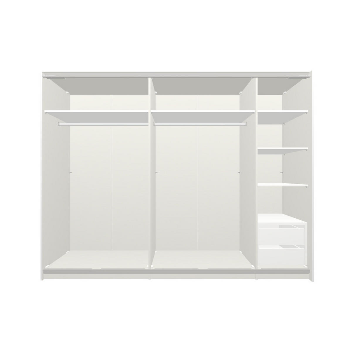 SCHWEBETÜRENSCHRANK 253/195/65 cm 2-türig Weiß  - Edelstahlfarben/Weiß, Design, Holzwerkstoff (253/195/65cm) - Boxxx
