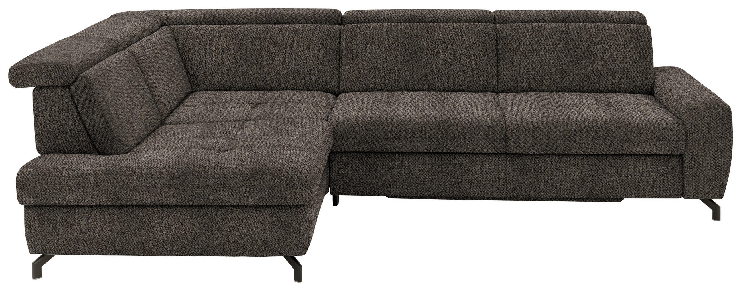 ECKSOFA in Chenille Fango  - Fango/Schwarz, Design, Textil/Metall (220/310cm) - Beldomo Style