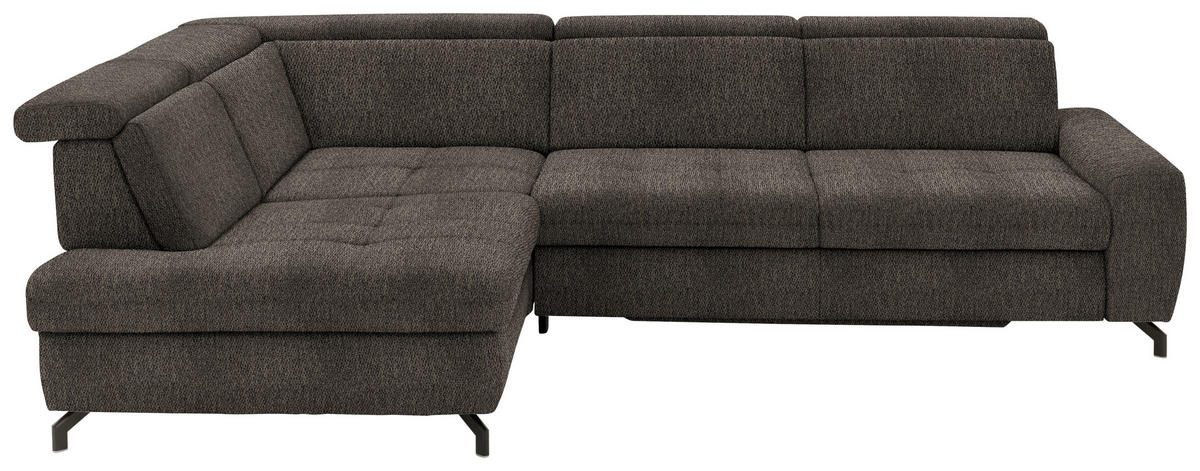 ECKSOFA in Chenille Fango  - Fango/Schwarz, Design, Textil/Metall (220/310cm) - Beldomo Style
