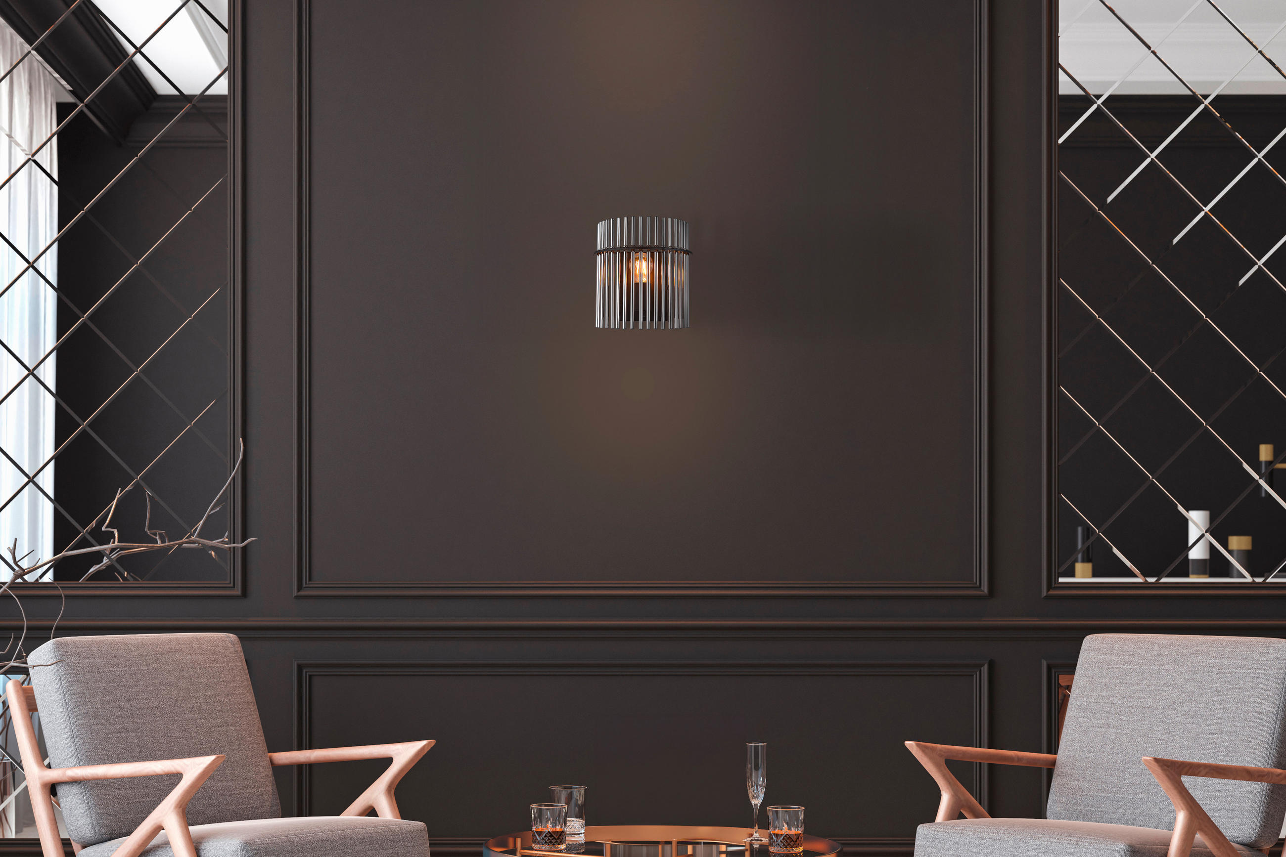 VÄGGLAMPA 25/12,5/26 cm   - svart, Klassisk, metall/glas (25/12,5/26cm) - Globo