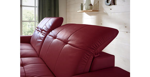 WOHNLANDSCHAFT in Leder Rot - Rot/Schwarz, Natur, Leder/Metall (187/262cm) - Dieter Knoll
