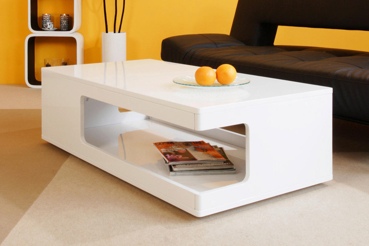 COUCHTISCH 120/60/35 cm rechteckig Weiß Hochglanz  - Weiß Hochglanz, Design, Holzwerkstoff (120/60/35cm) - Livetastic