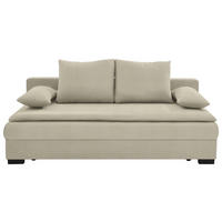 SCHLAFSOFA  in Samt Beige  - Beige/Schwarz, KONVENTIONELL, Kunststoff/Textil (207/74-94/90cm) - Venda