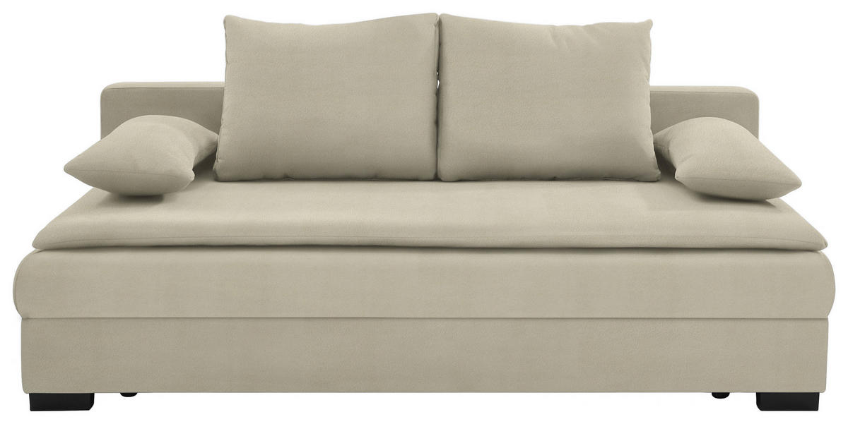 SCHLAFSOFA  in Samt Beige  - Beige/Schwarz, KONVENTIONELL, Kunststoff/Textil (207/74-94/90cm) - Venda