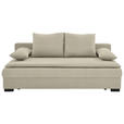 SCHLAFSOFA  in Samt Beige  - Beige/Schwarz, KONVENTIONELL, Kunststoff/Textil (207/74-94/90cm) - Venda