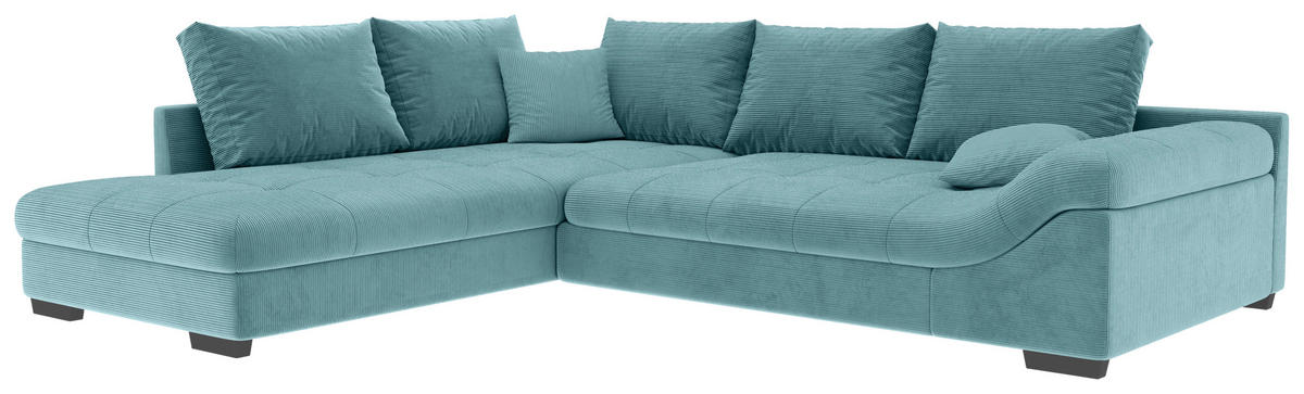 ECKSOFA Türkis Cord  - Türkis/Schwarz, KONVENTIONELL, Holz/Textil (202/298cm) - Carryhome