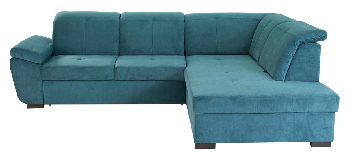 ECKSOFA  in Flachgewebe Petrol  - Petrol/Schwarz, KONVENTIONELL, Holz/Holzwerkstoff (280/202cm) - Xora