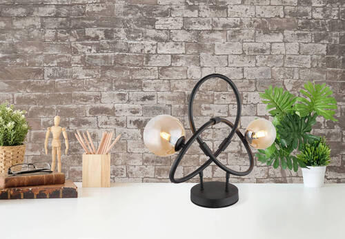 LED-TISCHLEUCHTE - Klar/Schwarz, Design, Glas/Kunststoff (46/15/38,5cm) - Globo