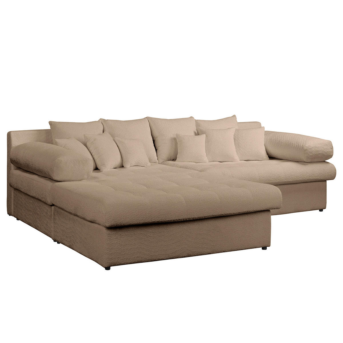 ECKSOFA Naomi in Chenille Hellbraun Rückenkissen  243/284 cm  - Hellbraun/Schwarz, Design, Kunststoff/Textil (243/284cm) - P & B