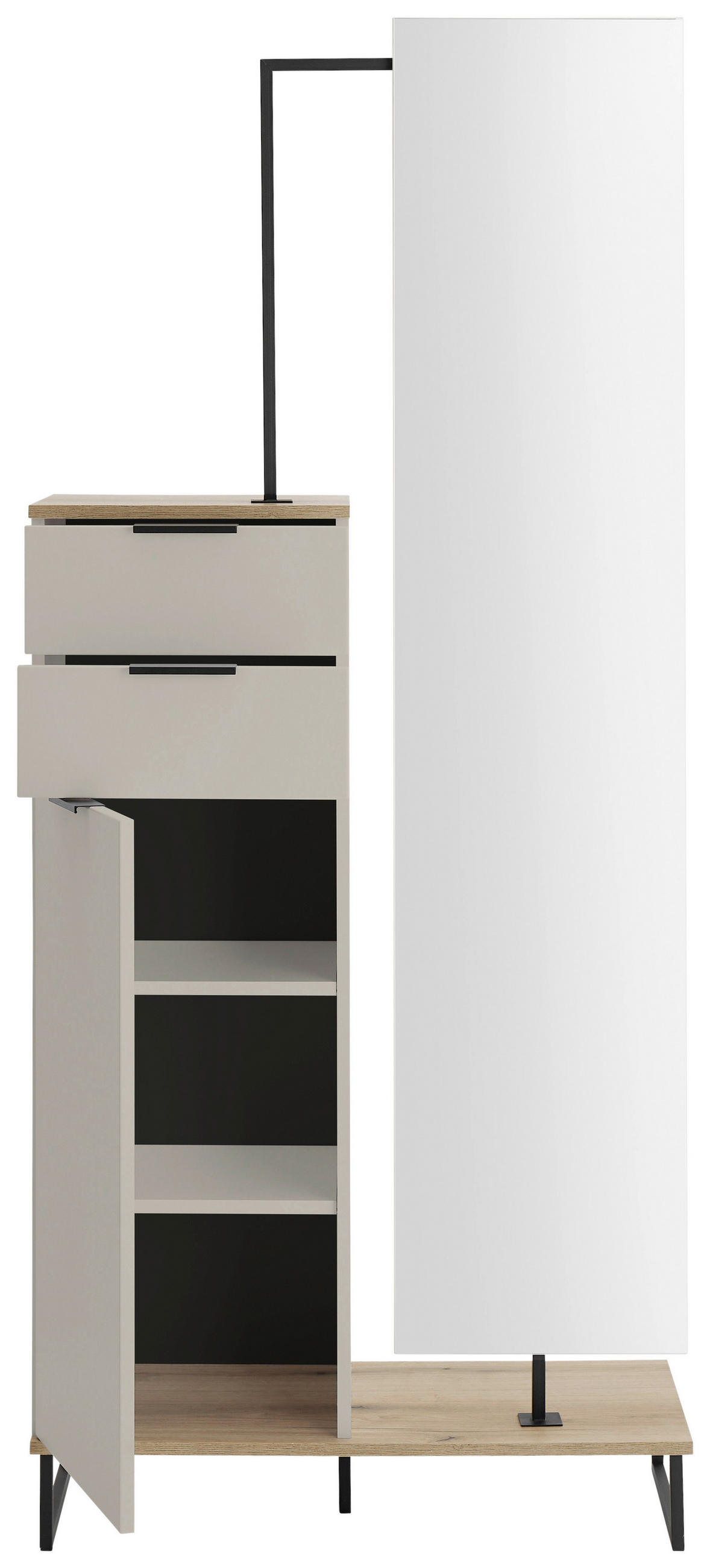 HOCHSCHRANK 78/200/35 cm  - Kaschmir/Eichefarben, KONVENTIONELL, Glas/Holzwerkstoff (78/200/35cm) - home24