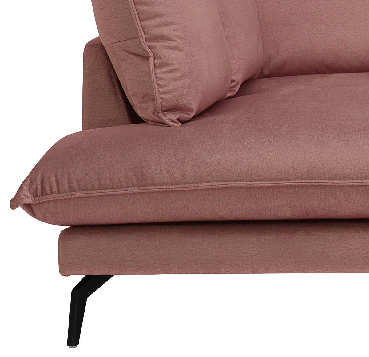 ECKSOFA in Samt Altrosa  - Schwarz/Altrosa, Design, Textil/Metall (200/241cm) - Carryhome