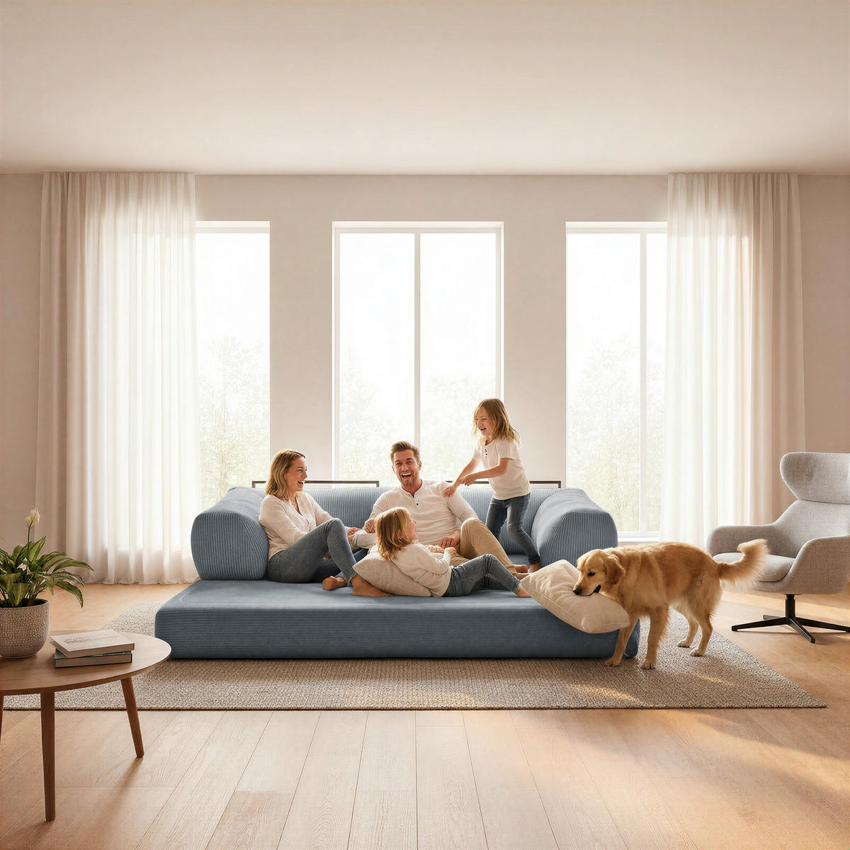 SCHLAFSOFA Cord Dunkelgrau  - Dunkelgrau, KONVENTIONELL, Textil/Metall (200/77/80cm) - Carryhome