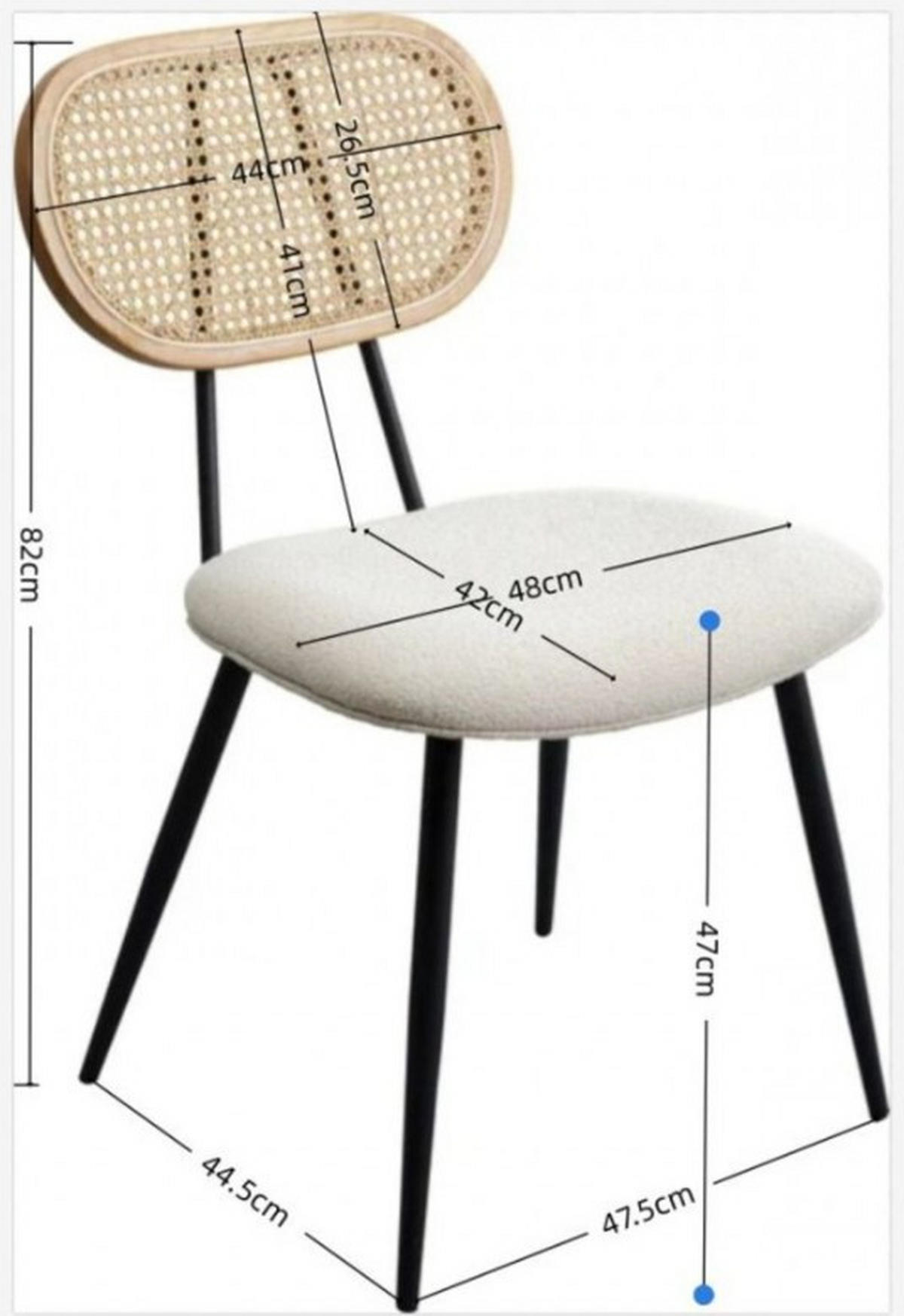 STUHL Schwarz, Weiß, Beige Rattan, Kautschukholz Sperrholz  - Beige/Schwarz, Design, Holz/Kunststoff (47,5/82/56cm) - Kare-Design