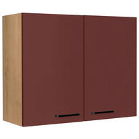 KÜCHENOBERSCHRANK 90/72/35 cm  in Rot, Eichefarben  - Eichefarben/Rot, MODERN, Holzwerkstoff/Metall (90/72/35cm) - Nobilia