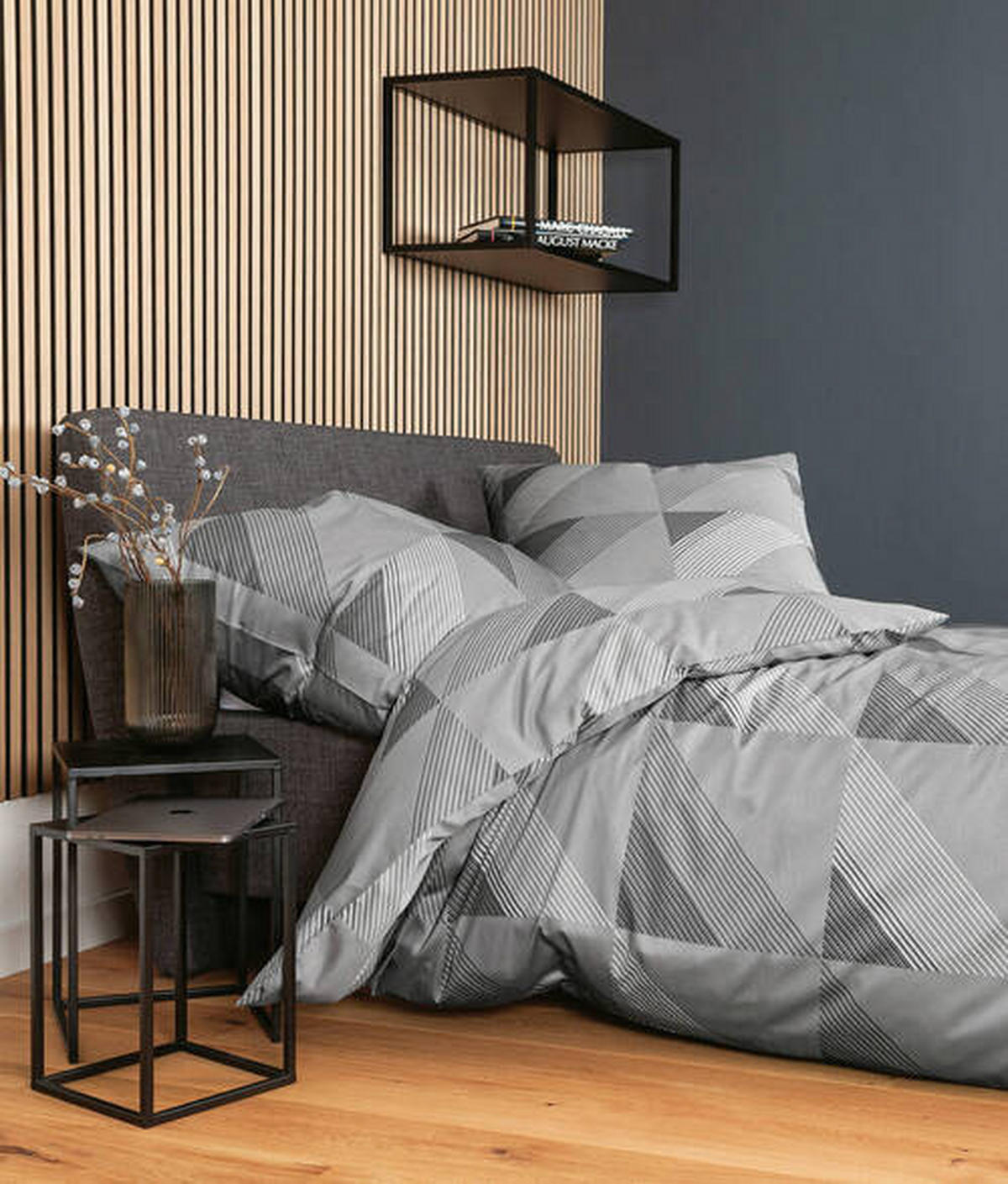 BETTWÄSCHE Makosatin 155/220 cm  - Weiß/Grau, Design, Textil (155/220cm) - Janine