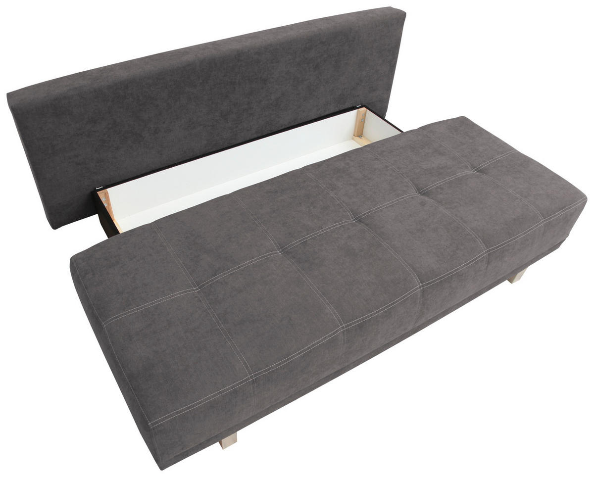 SCHLAFSOFA in Samt Graubraun  - Chromfarben/Graubraun, Design, Kunststoff/Textil (194/77/89cm) - MID.YOU