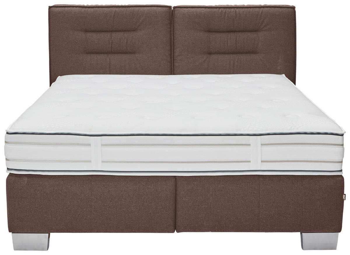 BOXSPRINGBETT 180/200 cm  in Braun  - Chromfarben/Braun, Konventionell, Textil (180/200cm) - Dieter Knoll