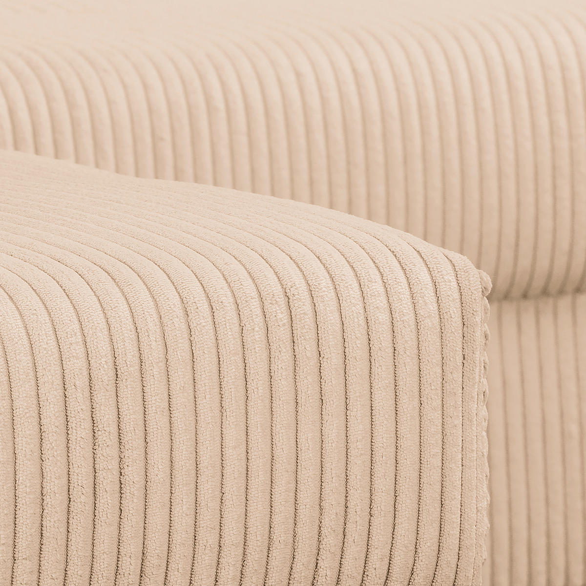 ECKSOFA Ariella in Cord Creme  161/231 cm  - Creme/Naturfarben, Design, Holz/Textil (161/231cm) - Livetastic