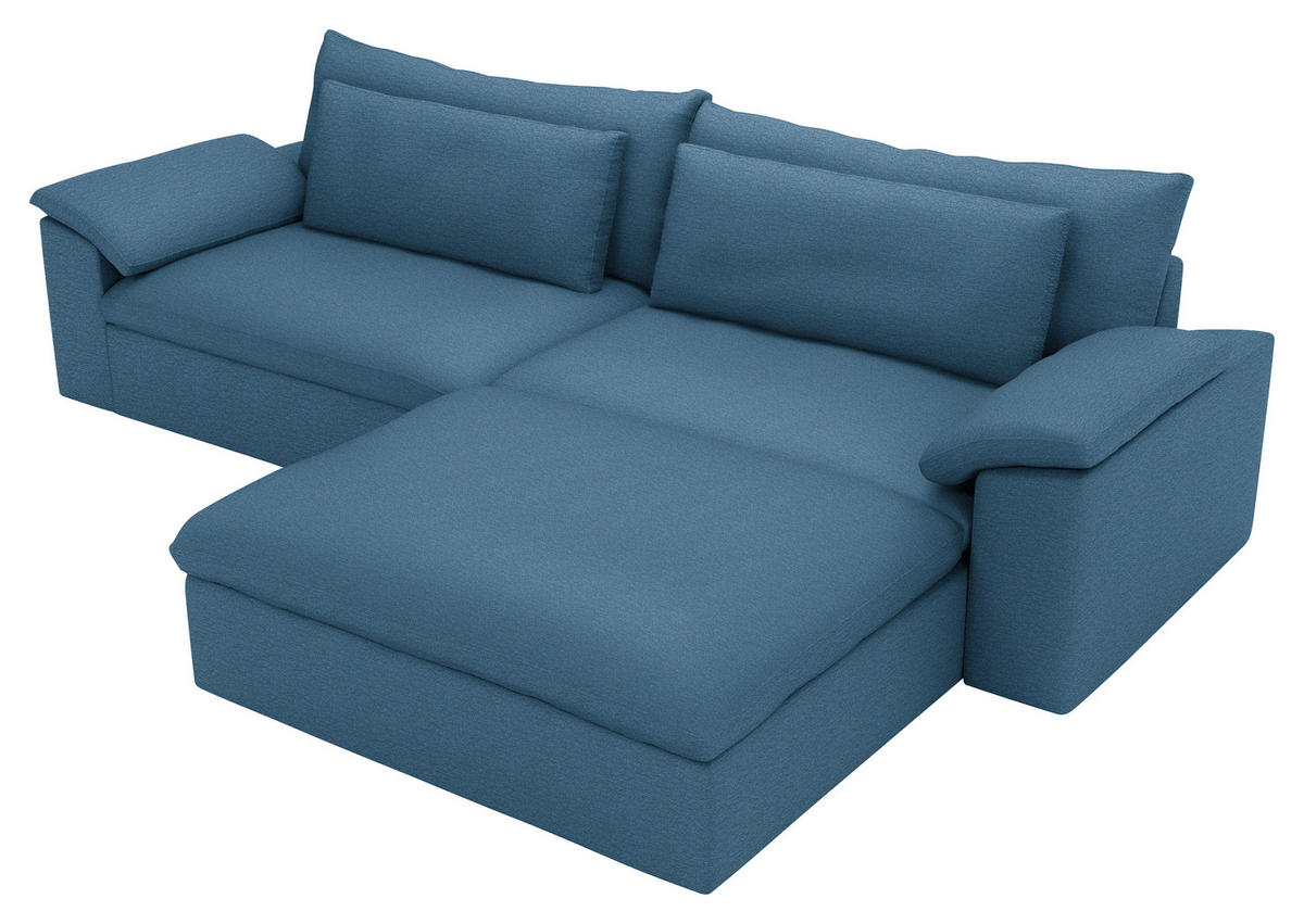 ECKSOFA  Chenille Blau  - Blau/Schwarz, Modern, Kunststoff/Textil (306/198cm) - Carryhome