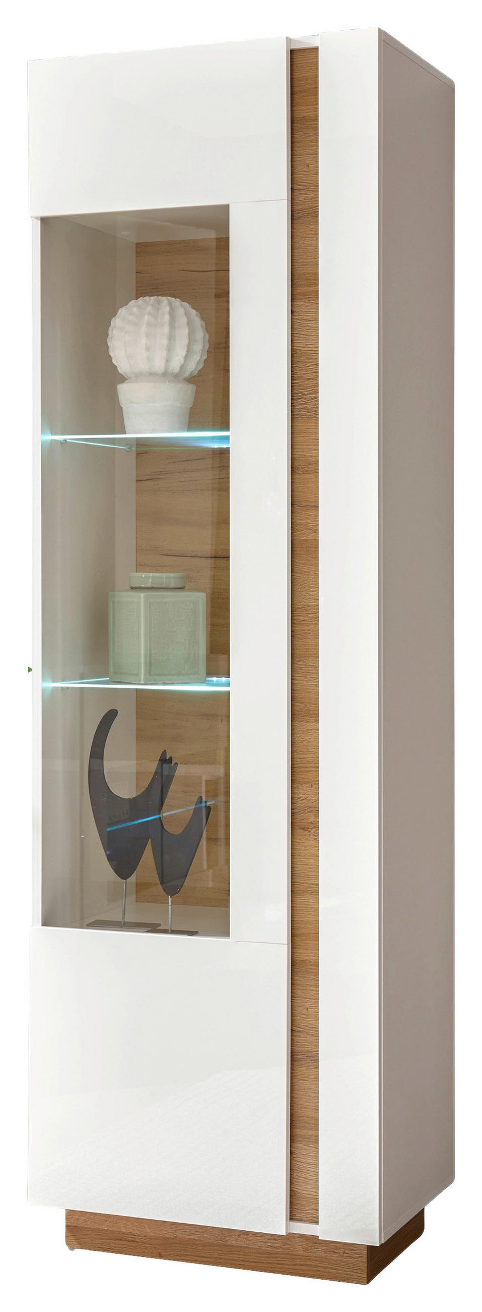 VITRINE in Eichefarben, Weiß  - Eichefarben/Weiß, Design, Glas/Holzwerkstoff (60/194/40cm) - MID.YOU