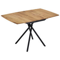 ESSTISCH 85-125/85/76 cm Echtholz  Holz ausziehbar, in verschiedenen Größen erhältlich, Gestellauswahl bootsförmig Schwarz, Eichefarben  - Eichefarben/Schwarz, Design, Holz/Metall (85-125/85/76cm) - Valdera