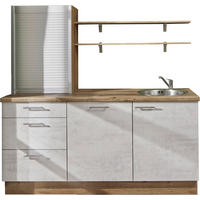 KÜCHENLEERBLOCK 180 cm   in Graphitfarben, Eichefarben  - Edelstahlfarben/Eichefarben, Design, Holzwerkstoff/Metall (180cm) - Pino