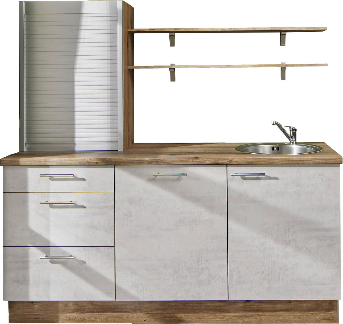 KÜCHENLEERBLOCK 180 cm   in Graphitfarben, Eichefarben  - Edelstahlfarben/Eichefarben, Design, Holzwerkstoff/Metall (180cm) - Pino