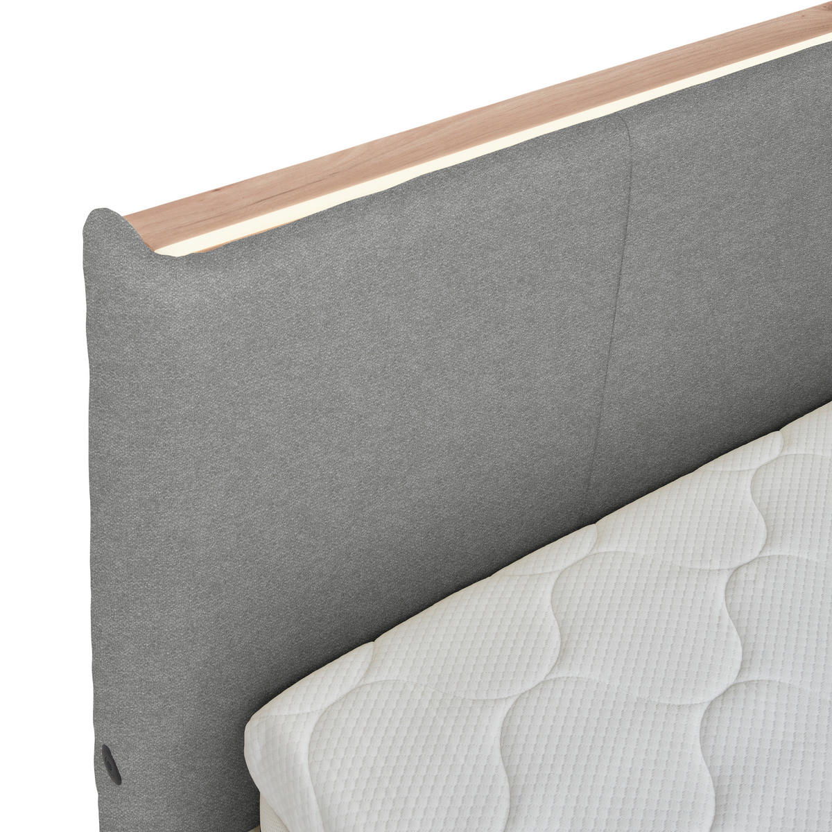 POLSTERBETT Beleuchtung, Lattenrost, Bettkasten Grau 160/200 cm  - Birkefarben/Grau, Design, Holz/Holzwerkstoff (160/200cm) - Lomoco