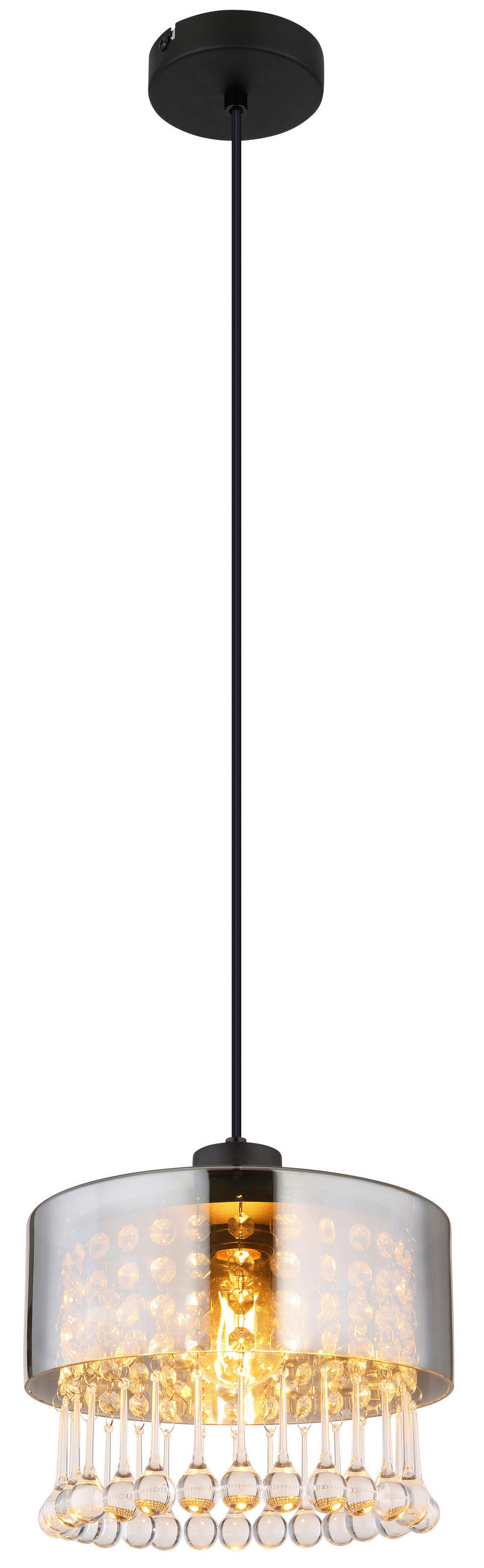 HÄNGELEUCHTE 25/120 cm    - Klar/Schwarz, Konventionell, Glas/Kunststoff (25/120cm) - Globo