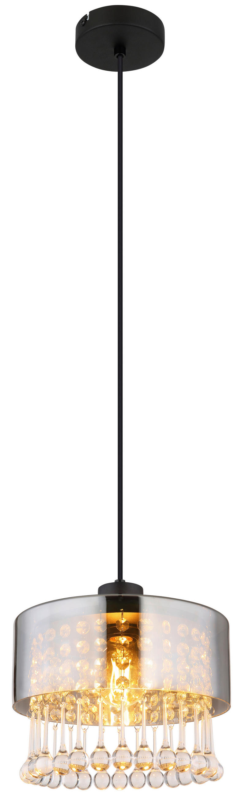 HÄNGELEUCHTE 25/120 cm    - Klar/Schwarz, Konventionell, Glas/Kunststoff (25/120cm) - Globo