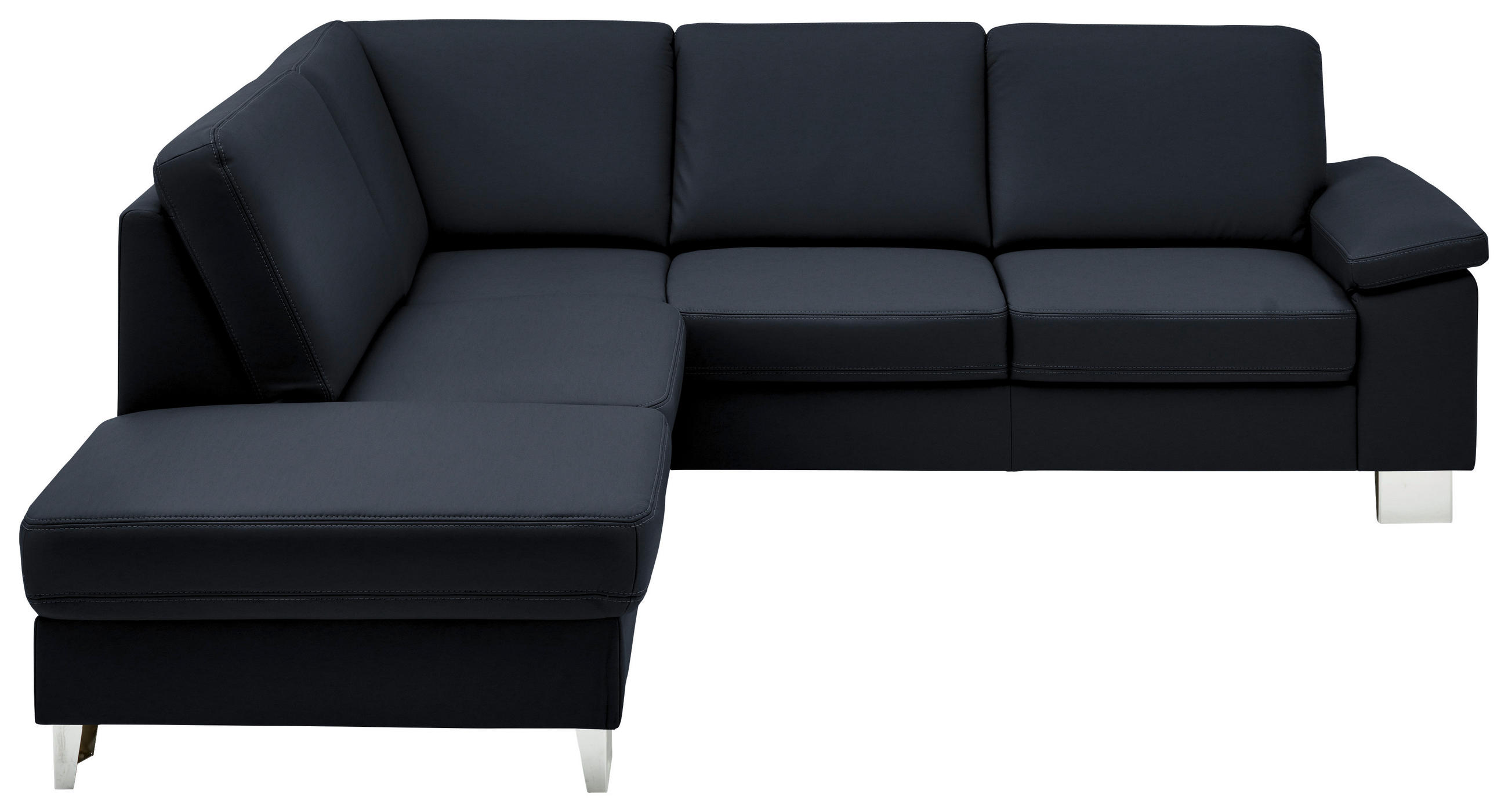 ECKSOFA  in Echtleder Dunkelblau  235/248 cm  - Alufarben/Dunkelblau, Design, Leder/Metall (235/248cm) - Beldomo Premium