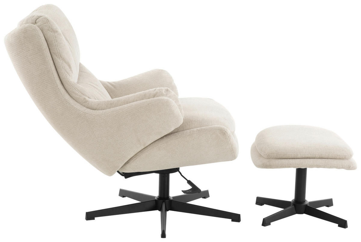 RELAXSESSELSET Leinenoptik    - Beige/Schwarz, Design, Holz/Textil (76/101/82cm) - Stylife