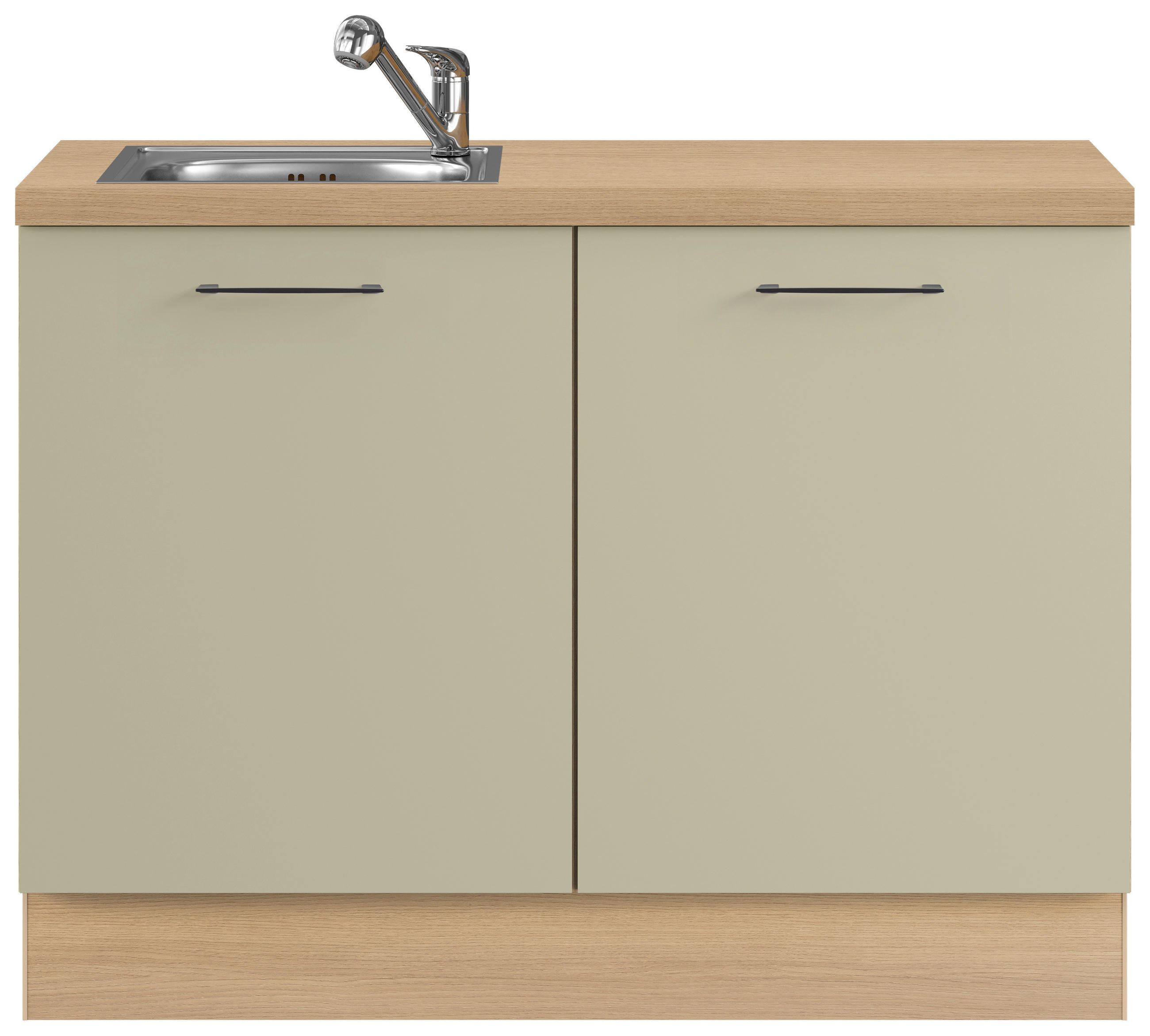 SPÜLENUNTERSCHRANK 120/91,8/58 cm  in Eichefarben, Salbeigrün  - Salbeigrün/Eichefarben, Basics, Holzwerkstoff/Metall (120/91,8/58cm) - Impuls
