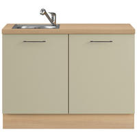 SPÜLENUNTERSCHRANK 120/91,8/58 cm  in Eichefarben, Salbeigrün  - Eichefarben/Salbeigrün, Basics, Holzwerkstoff/Metall (120/91,8/58cm) - Impuls