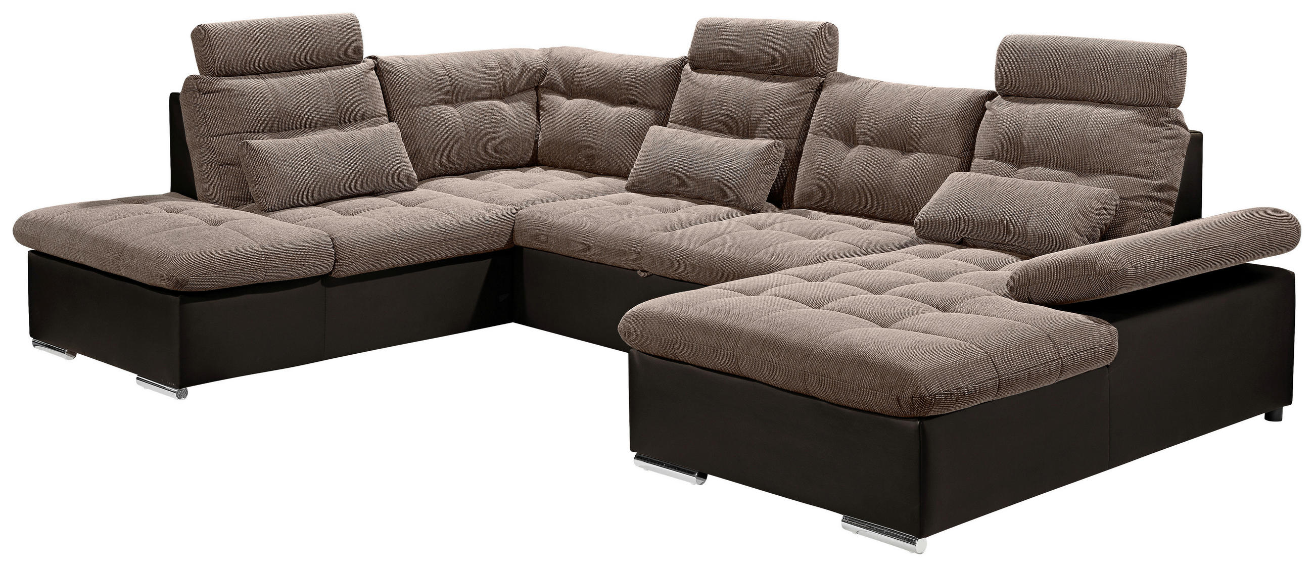 SOFFA i vävt tyg mörkbrun, ljusbrun  - ljusbrun/silver, Modern, trämaterial/textil (218/324/170cm) - MID.YOU