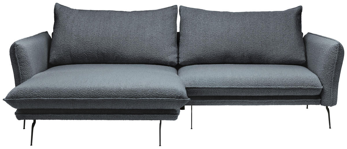 ECKSOFA Graphitfarben Bouclé  - Schwarz/Graphitfarben, Design, Textil/Metall (182/277cm) - Stylife