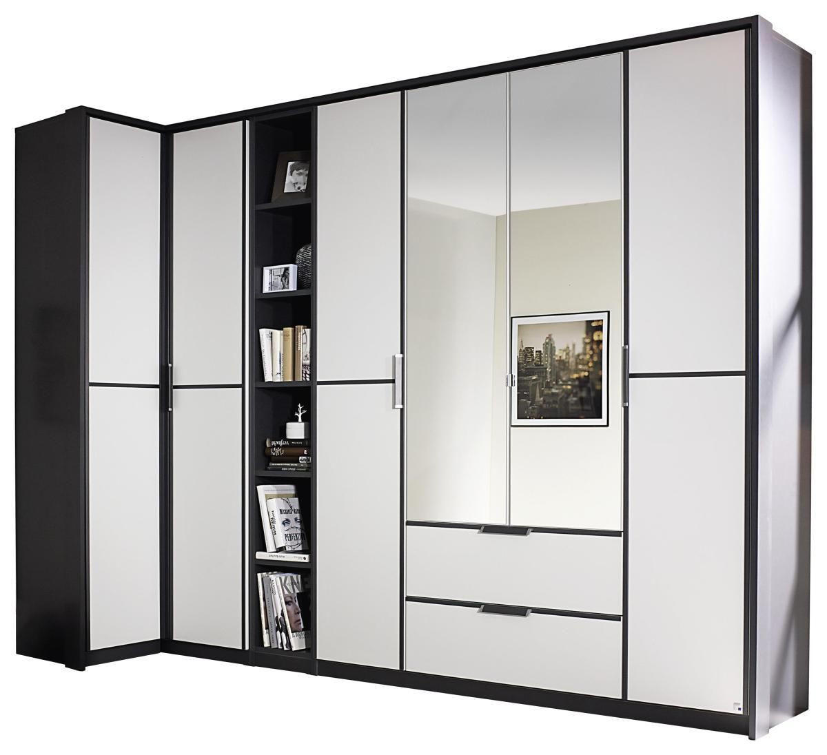 ROHOVÁ ŠATNÍKOVÁ SKRIŇA, sivá, biela,  - sivá/biela, Design, kov/kompozitné drevo (100/314cm) - MID.YOU