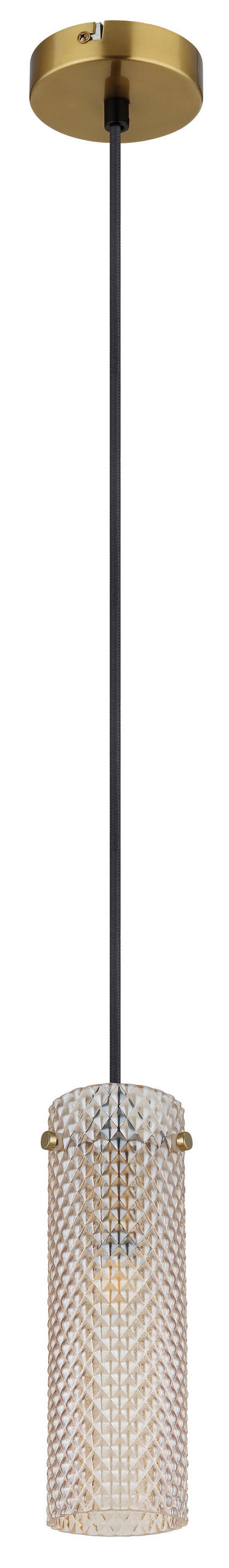HÄNGELEUCHTE KAROLO 10/120 cm   - Goldfarben/Schwarz, KONVENTIONELL, Glas/Textil (10/120cm) - Globo