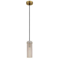 HÄNGELEUCHTE KAROLO 10/120 cm   - Goldfarben/Schwarz, KONVENTIONELL, Glas/Textil (10/120cm) - Globo
