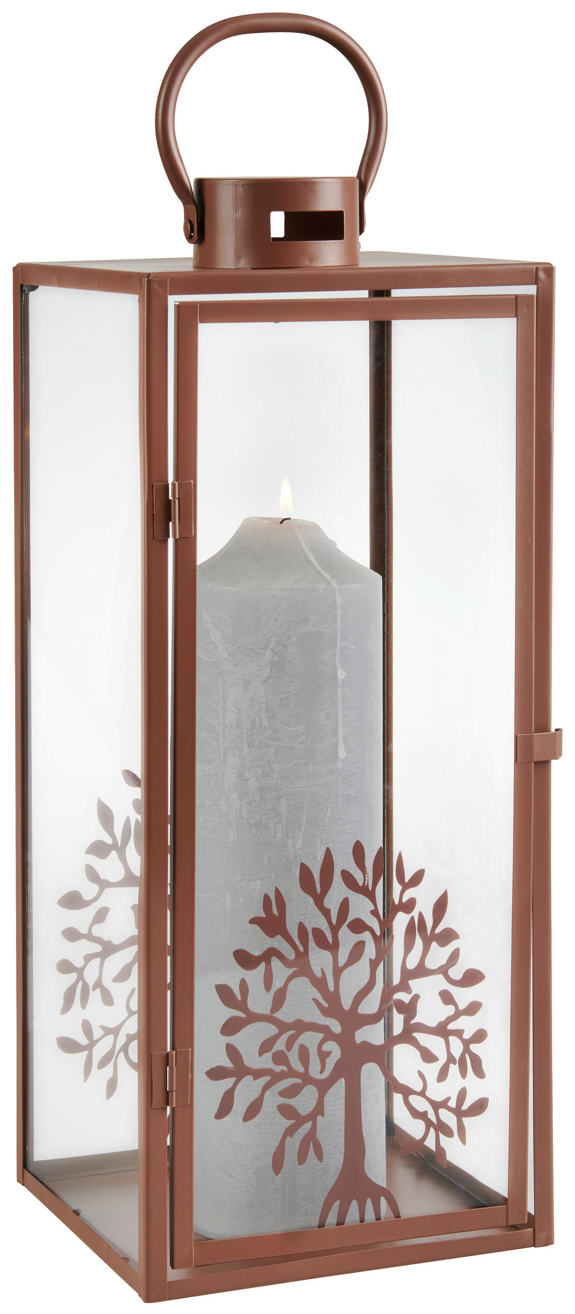 LATERNE - Braun, KONVENTIONELL, Glas/Metall (20,5/20,5/51cm)