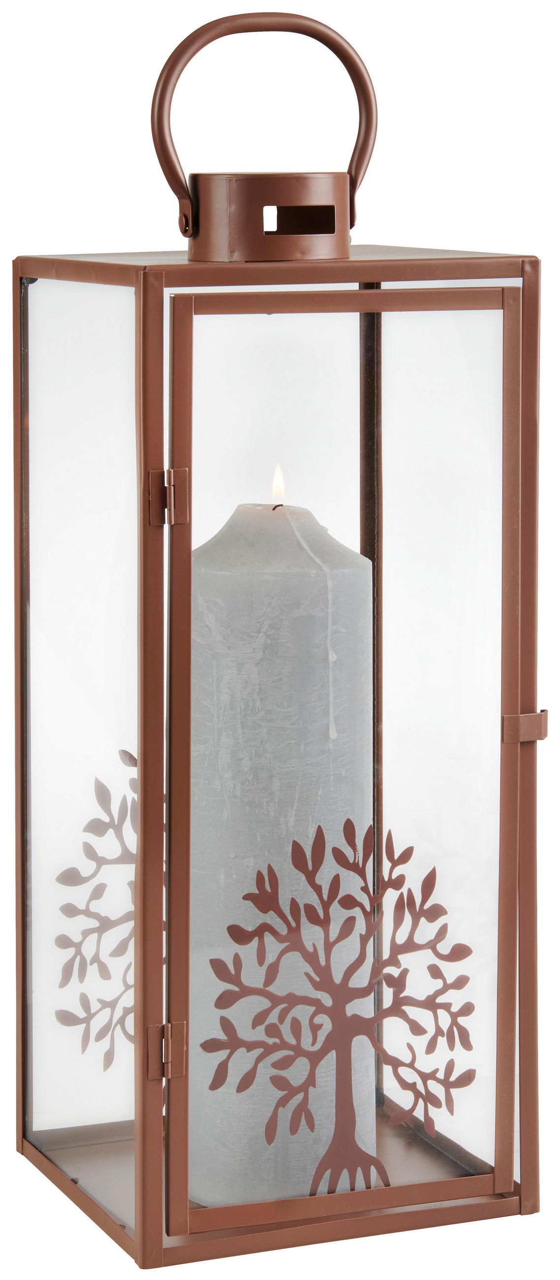 LATERNE - Braun, KONVENTIONELL, Glas/Metall (20,5/20,5/51cm)