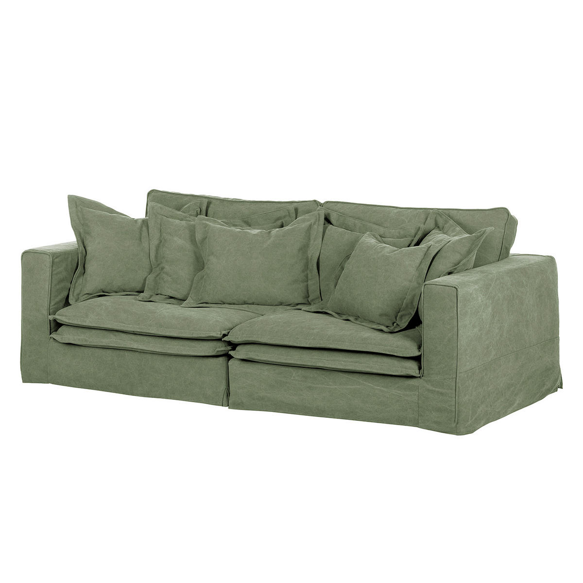 3-SITZER-SOFA STELLA in Webstoff Olivgrün  - Schwarz/Olivgrün, Design, Kunststoff/Textil (238/90/119cm) - P & B